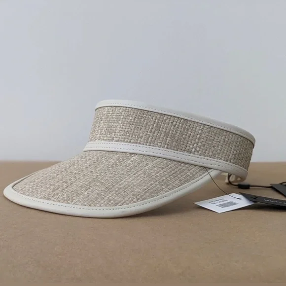 Rag & Bone Straw and Leather Visor Tom Ford Leather-trimmed raffia-effect visor TOM FORD main image 2